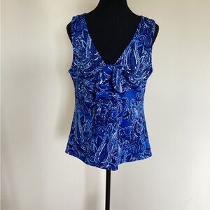 Melanie Lyne Blue Paisley Sleeveless Top